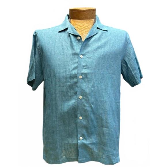 NEW STITCH NOTE men's camp collar shirt in turquoise - Picture 1 of 1